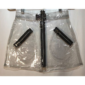 Vintage 90’s  NYC Clear PVC Plastic mini skirt with front Zip RARE